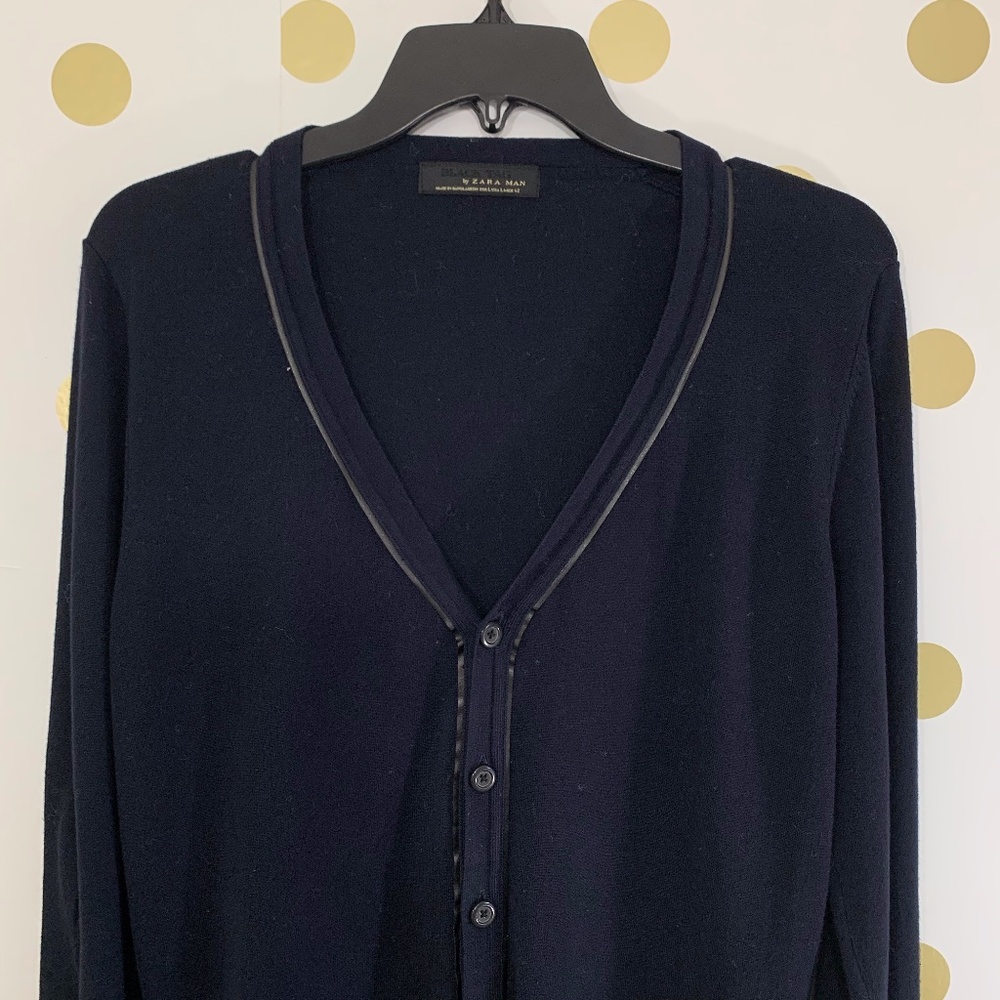 Black Tag Zara Man Navy Classic Formal Professional Buttoned Cardigan; L